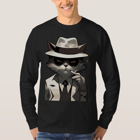 Coole Katze Noir: Suave und mysteriöse Feline T-Shirt (Vorderseite)