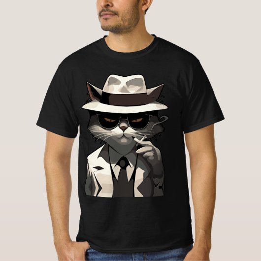 Coole Katze Noir: Suave und mysteriöse Feline T-Shirt (Vorderseite)