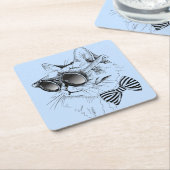 Coole Katze Rechteckiger Pappuntersetzer (angewinkelt)