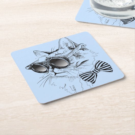 Coole Katze Rechteckiger Pappuntersetzer (angewinkelt)