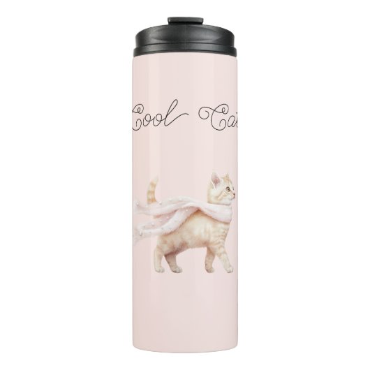 Coole Katze Rosa Hauch Schal Thermosbecher (Vorderseite)