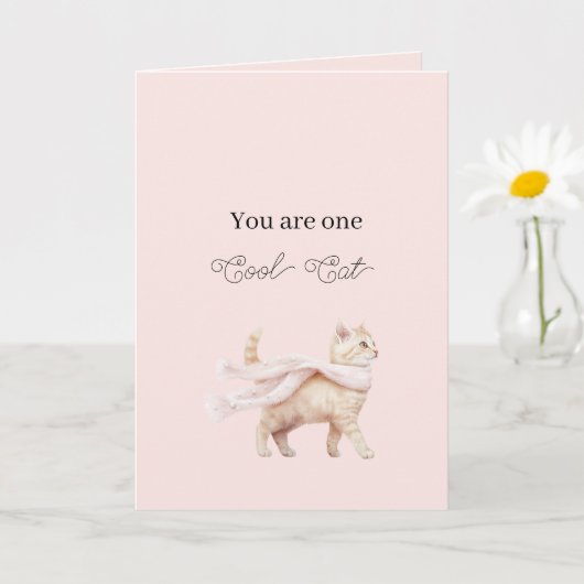 Coole Katze Rosa Schal Geburtstag Karte (Kleine Pflanze)