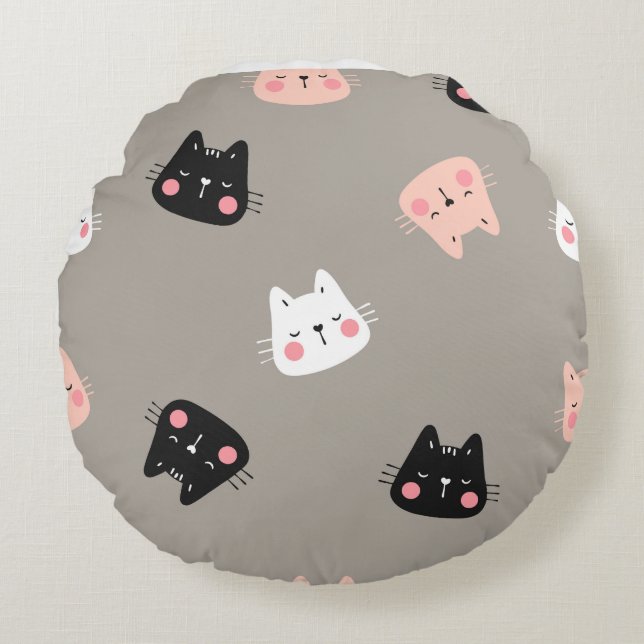 Coole Katze Rundes Kissen (Vorderseite)