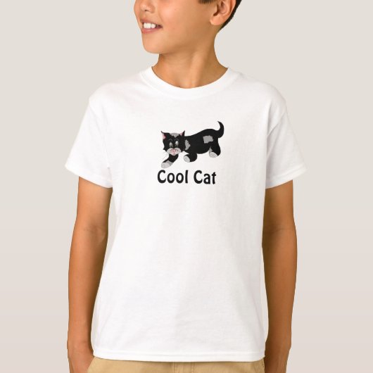 Coole Katze - Schwarz und Grau T-Shirt (Vorderseite)