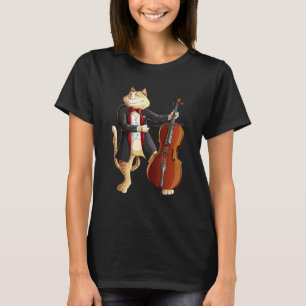 Coole Katze spielt Cello Lustige Katze Instrument T-Shirt