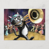 Coole Katze spielt Jazz auf Saxophon Postkarte (Vorderseite)
