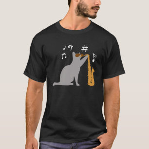 Coole Katze spielt Saxophon-Saxophon T-Shirt