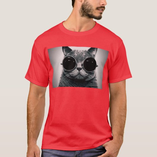 coole Katze steampunk Gläser T-Shirt (Vorderseite)