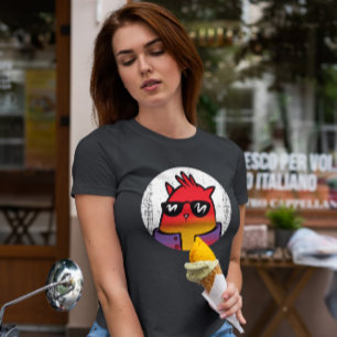 Coole Katze Texturierter Cartoon T-Shirt