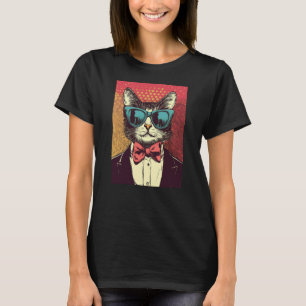 Coole Katze trägt Anzug und Fliege Retro oder Vint T-Shirt