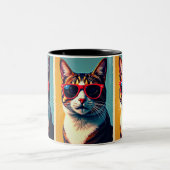 coole Katze Zweifarbige Tasse (Mittel)