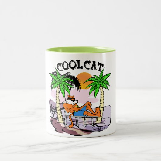 Coole Katze Zweifarbige Tasse (Mittel)