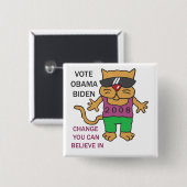 COOLE KATZEN-ABSTIMMUNG OBAMA BUTTON (Vorne & Hinten)