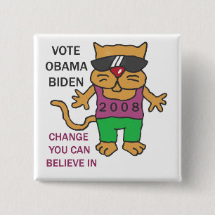 COOLE KATZEN-ABSTIMMUNG OBAMA BUTTON