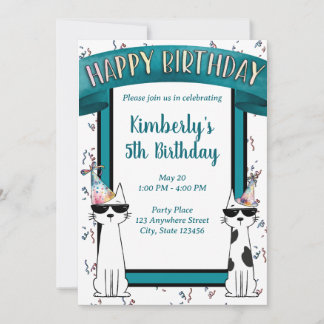 Coole Katzen Alles Gute zum Geburtstag Einladung