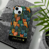 Coole Katzen Aquarellfarben Schwarz iPhone 15 Hülle