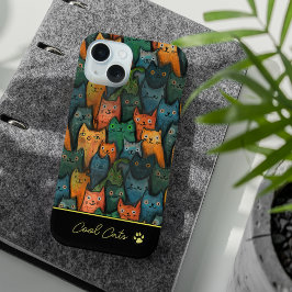 Coole Katzen Aquarellfarben Schwarz iPhone 15 Hülle