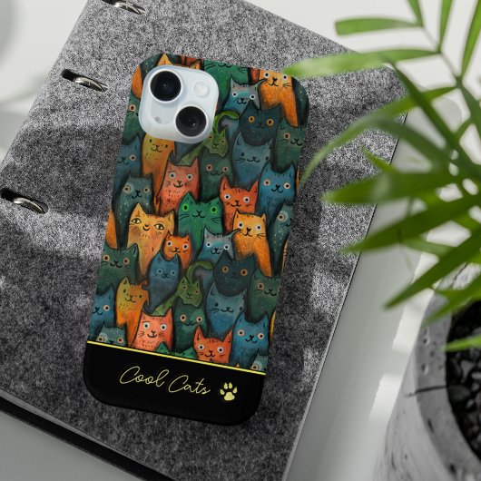 Coole Katzen Aquarellfarben Schwarz iPhone 15 Hülle