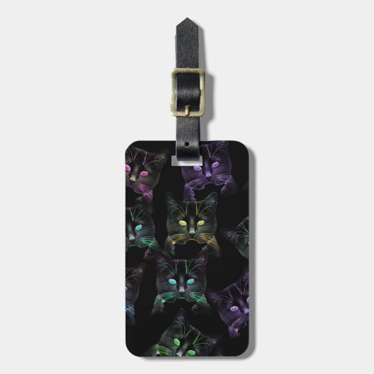 Coole Katzen auf Schwarz! Gepäckanhänger für mehrf (Vorderseite vertikal)