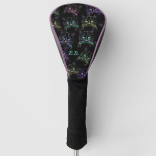 Coole Katzen auf Schwarz Golf Headcover