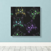 Coole Katzen auf Schwarz! Mehrfarbige Funky Cats. Leinwanddruck (Insitu (Holzboden))