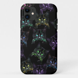 Coole Katzen auf Schwarz! mehrfarbige Katzen Case-Mate iPhone Hülle