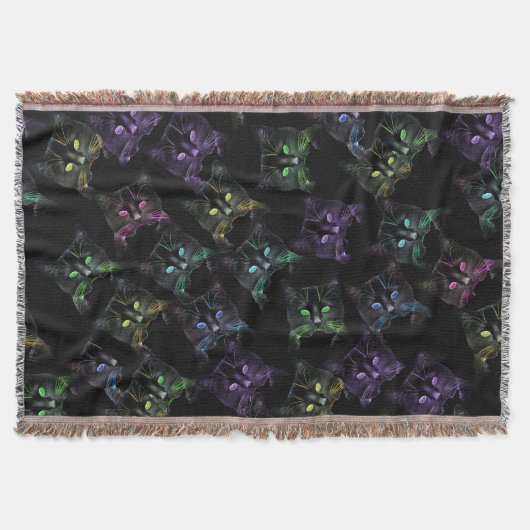 Coole Katzen auf Schwarz! mehrfarbige Katzen Decke (Vorderseite)