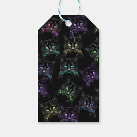 Coole Katzen auf Schwarz! mehrfarbige Katzen Geschenkanhänger (Vorderseite)