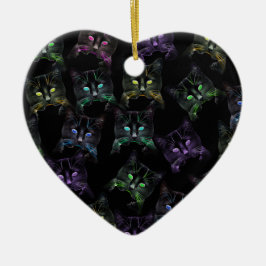 Coole Katzen auf Schwarz! mehrfarbige Katzen Keramikornament