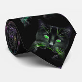 Coole Katzen auf Schwarz! mehrfarbige Katzen Krawatte (Gerollt)
