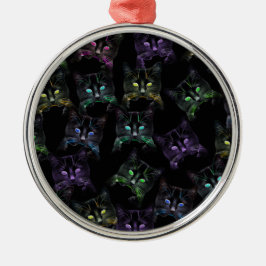 Coole Katzen auf Schwarz! mehrfarbige Katzen Ornament Aus Metall