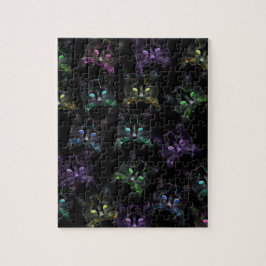 Coole Katzen auf Schwarz! mehrfarbige Katzen Puzzle