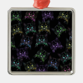 Coole Katzen auf Schwarz! mehrfarbige Katzen Silbernes Ornament