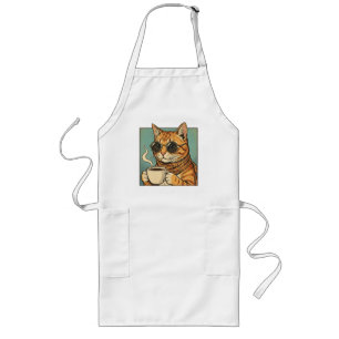 Coole Katzen-Café-Retro-Style-Design für Katzenlie Lange Schürze