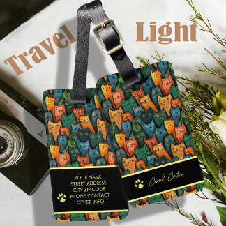 Coole Katzen Cartoon farbig Gepäckanhänger