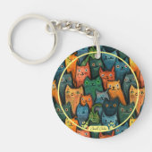 Coole Katzen Cartoon farbig Schlüsselanhänger (Vorderseite)