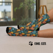 Coole Katzen Farbe Wasser Farbe Socken