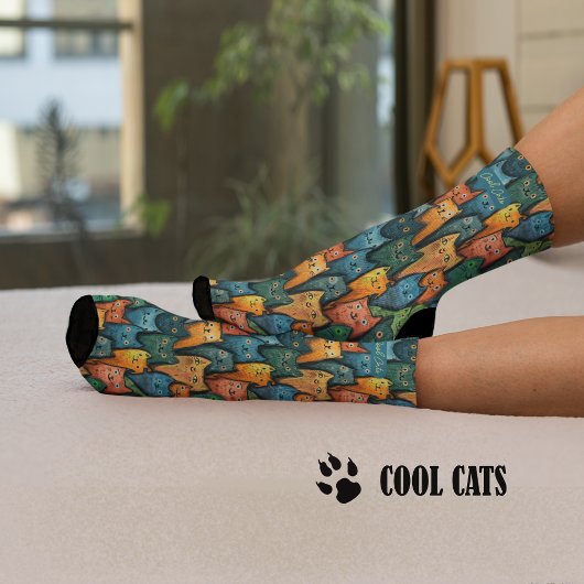 Coole Katzen Farbe Wasser Farbe Socken