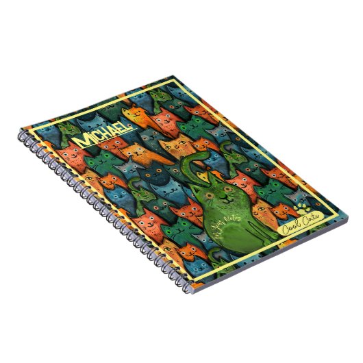 Coole Katzen Farbiges Muster Notizblock (Rechte Seite)