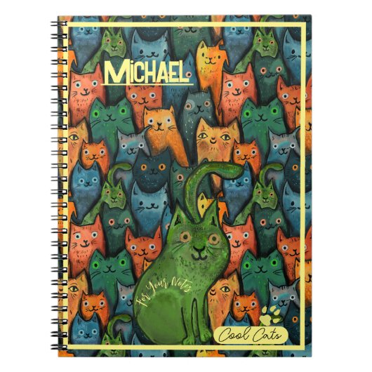 Coole Katzen Farbiges Muster Notizblock (Vorderseite)