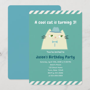 Coole Katzen Geburstagsparty Einladung