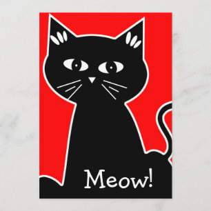 Coole Katzen Geburtstagsfeier - Schwarze Cartoon-K Einladung