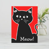 Coole Katzen Geburtstagsparty - Schwarzer Cartoon  Einladung (Stehend Vorderseite)