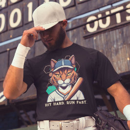 Coole Katzen Geschenke für Baseball-Spieler Liebes T-Shirt