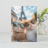 Coole Katzen in Paris Einladung (Stehend Vorderseite)