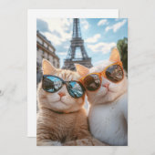 Coole Katzen in Paris Einladung (Vorne/Hinten)