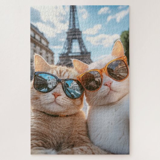 Coole Katzen in Paris Puzzle (Vertikal)