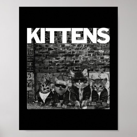 Coole Katzen Kätzchen Meow Punk Rock Band Funny Ca Poster (Vorne)
