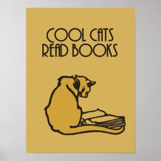 Coole Katzen lesen Bücher im Retro-Stil Poster