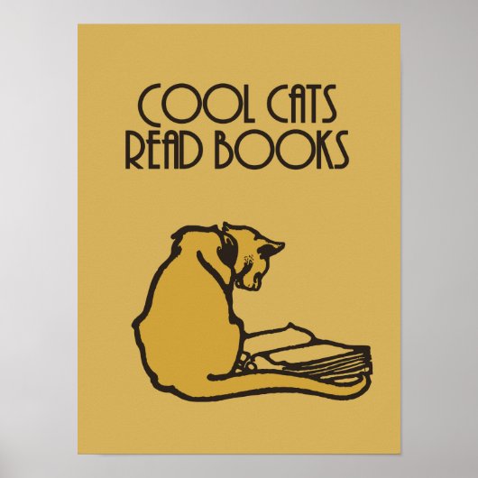 Coole Katzen lesen Bücher im Retro-Stil Poster (Vorne)